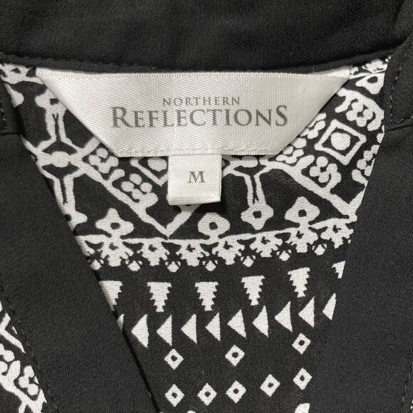 NORTHERN REFLECTIONS Black white sleeveless geometric tank top MEDIUM goth shirt - Picture 2 of 15